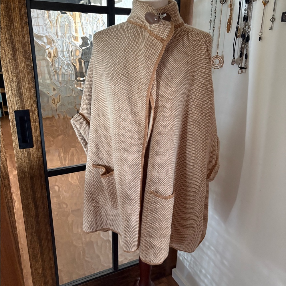 Steve Madden Tan Women's Poncho with High Collar